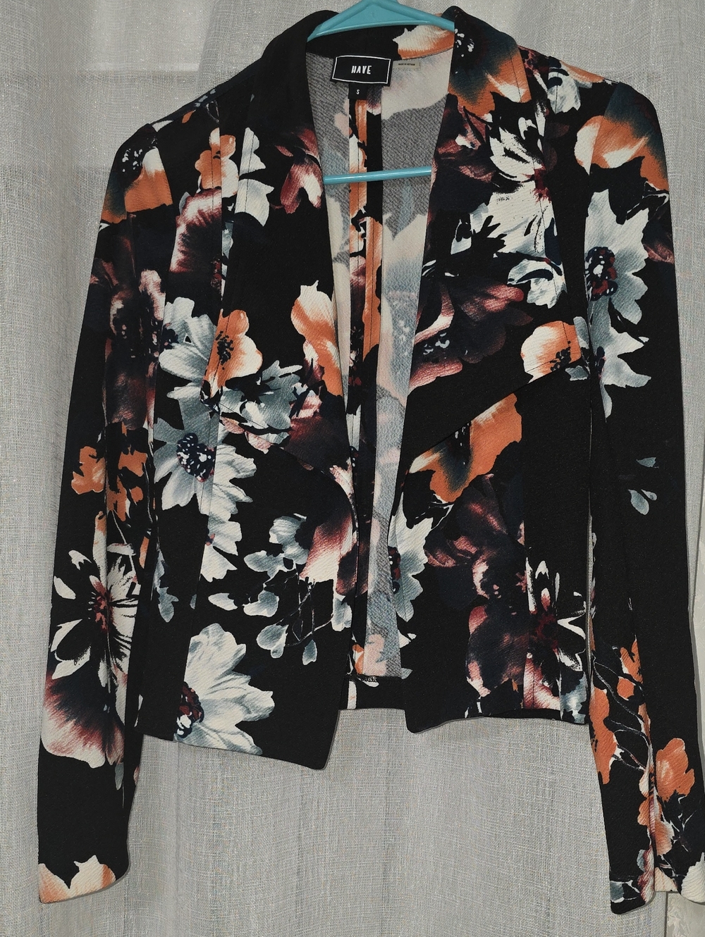 Black Floral Open-Front Women’s Blazer Jacket